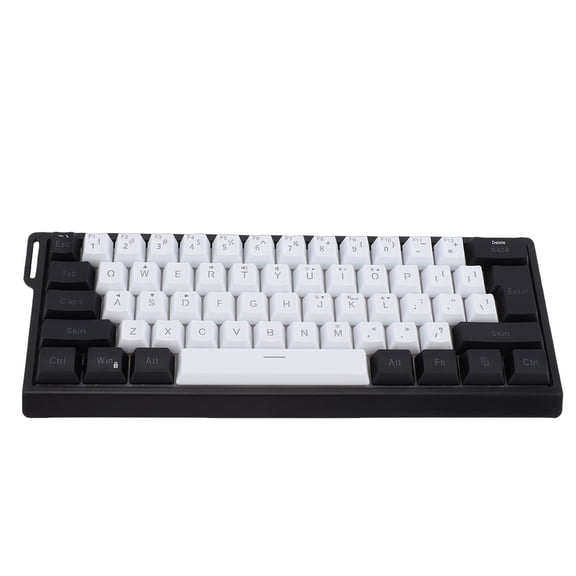 Suodoka Wired Keyboard 60 Percent 61 Keys RGB Backlit Mechanical Feel Portable Computer Gaming Work 12.6 inches / 32 cm White Black Desktop Accessary