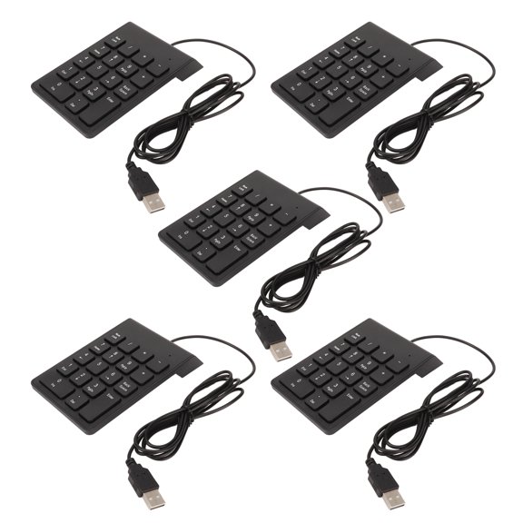 Suodoka Wired Number Pad 18 Keys Ergonomic USB Plug and Play Quiet Typing Mini Numeric Keypad for PC Laptop Desktop 5 Pieces