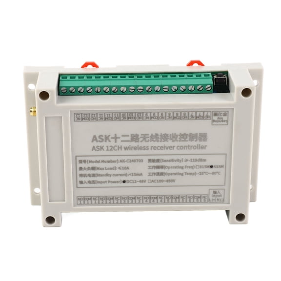 Suodoka Wireless Remote Control System 12 Channel RF 10A Relay Receiver with 433MHZ Transmitter DC 12V-36V Smart Switch for Home Automation and Electrical Appliances