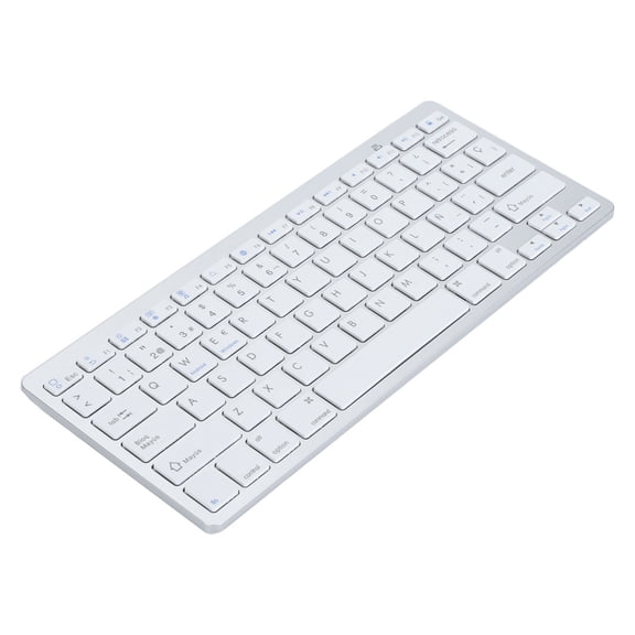 Suodoka Wireless Spanish Bluetooth Keyboard 78 Keys Thin Lightweight Silent Spanish Keyboard with Key for Laptop Computer Desktop Smart TV, Silver White (11.41 x 4.72 in / 29.0 x 12.0 cm)
