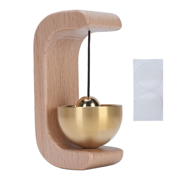Suodoka Wood & Brass Doorbell  Elegant Hanging Bell for Home, Store, Pet Door, Soft Sound, Easy Adhesive Installation