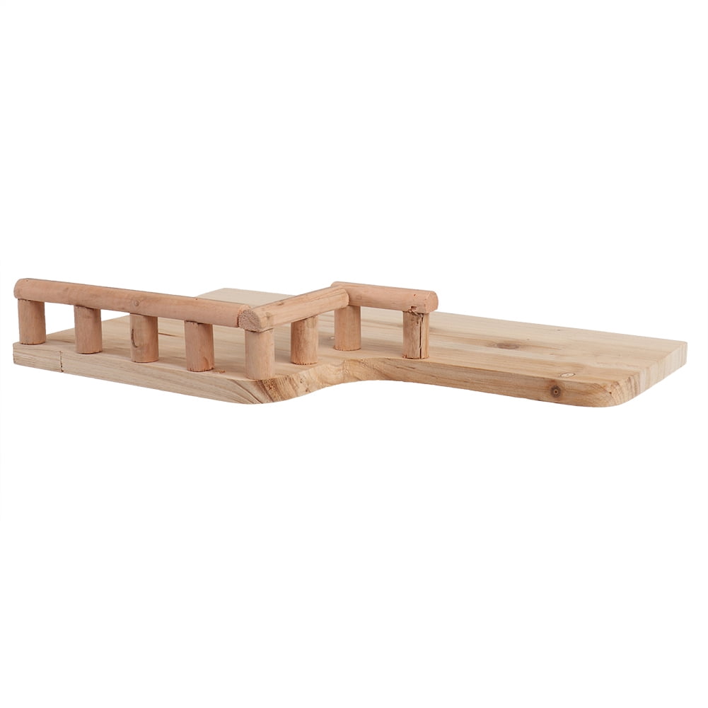 Suodoka Wooden Rest Platform with Railing for Small Pets, Premium Hamster Climbing Toy and Living Space Activity Center, Eco-Friendly Natural Wood Play Accessory (13.38 inches / 34 cm)