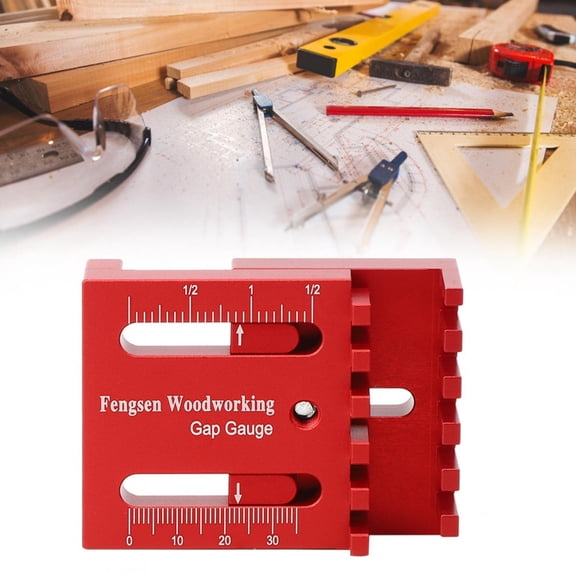 Suodoka Woodworking Mini Gaps Gauge Aluminum Alloy Depth Measuring Sawtooth Ruler, High Precision Carpentry Square Tool for Accurate Measurement, Red (3.15 inches / 8 cm)