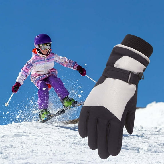 Suokom Toddler Girls Boys Snow Gloves Kids Ski Winter Gloves Waterproof Windproof Children Warm Gloves