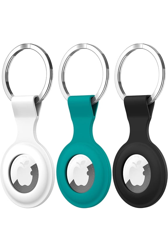 Suoman 3 Pack Silicone Case Keyring, Tracker Cover for Apple AirTag, Case Cover Locator Keychain for Apple AirTag Case Key Ring, for Airtag Accessories -Black+Green+White