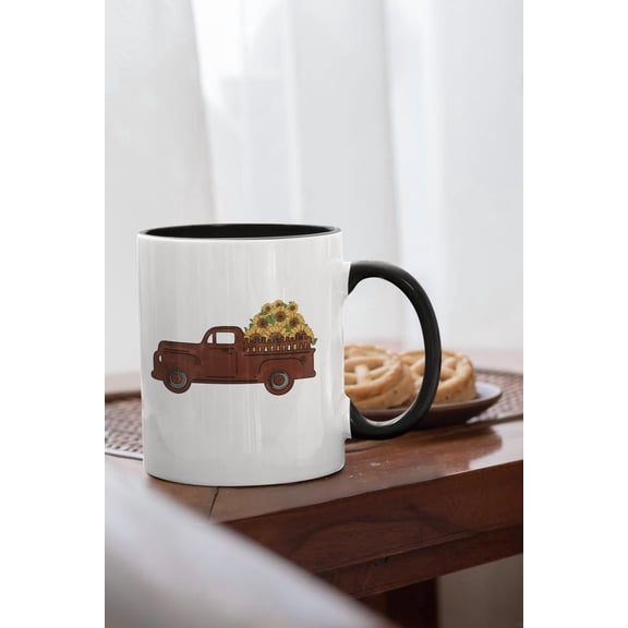Suower Truck Mug Farmhouse Fall Coffee Cup with Color Inside