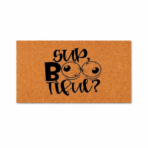 Sup Boo Tiful Doormat, Funny Halloween Welcome Mat, Outdoor Entryway Door Mat (16x24 inches) WoodByStu 1264