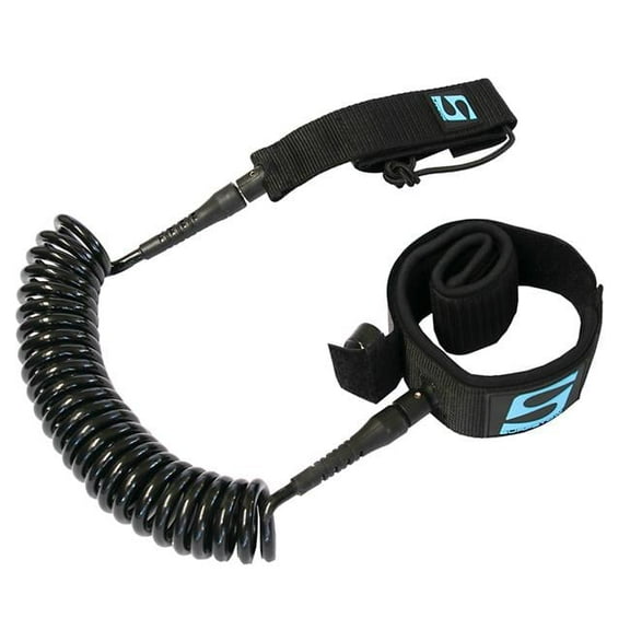 Sup Leash Coiled Ankle, Black - 10 ft.