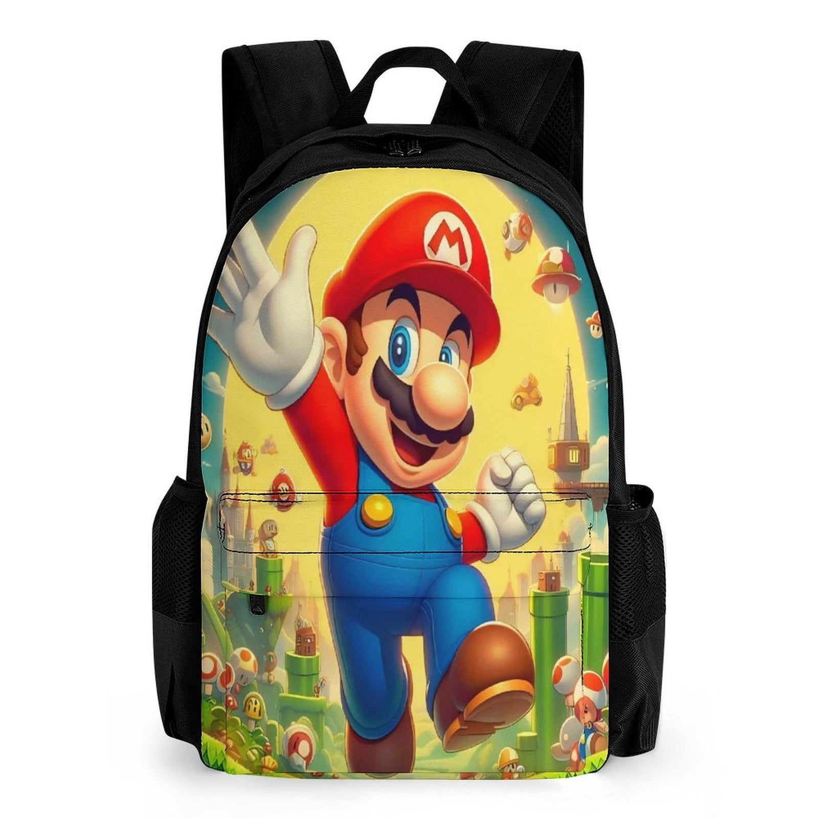 Sup*er Mario Dual-shoulder Backpack with Adjustable Straps and Multiple ...