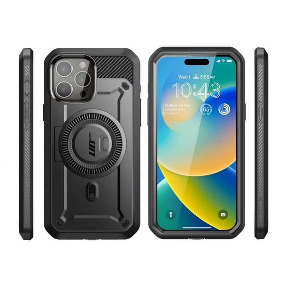 SupCase Unicorn Beetle Pro MAG - Protective case for cell phone - rugged - MagSafe compatibility - polycarbonate, thermoplastic polyurethane (TPU) - gunmetal - for Apple iPhone 15 Pro