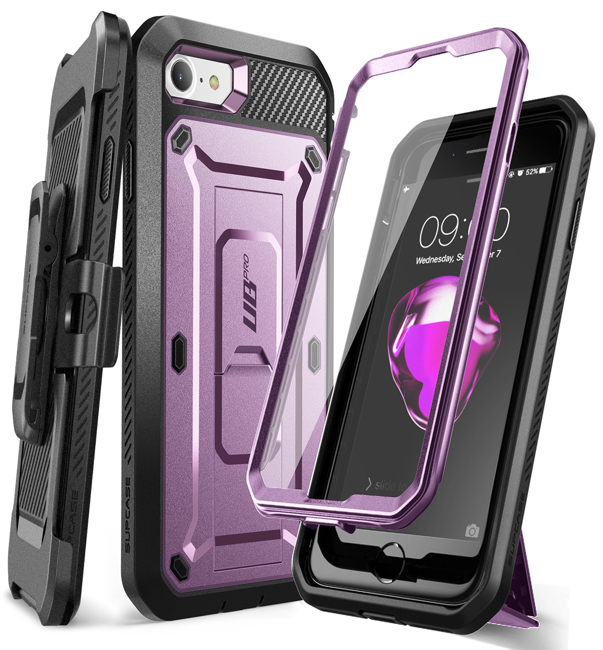 SupCase Unicorn Beetle Pro Series Case Designed for iPhone SE (2022/2020) / iPhone 7 / iPhone 8, Built-in Screen Protector Full-Body Rugged Holster & Kickstand Case (Violte) - image 1 of 8