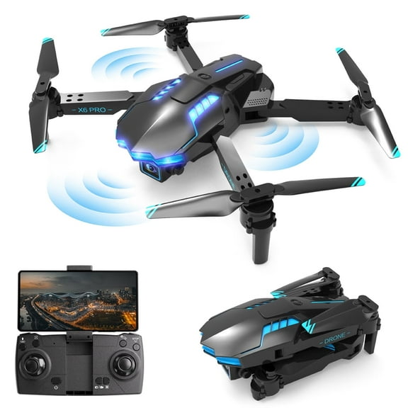 SupDevice X6 Aerial Drone with Camera 1080P for Beginners, Foldable, Intelligent Avoidance, 3 Batteries, Black