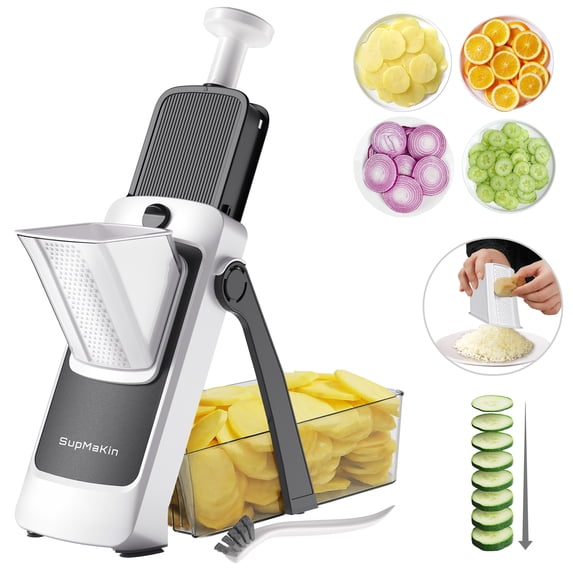 SupMaKin Professional Adjustable Vegetable Slicer - Stainless Steel Mandoline with 0.1-8mm Precision, Easy to Clean & Safe Kitchen Slicer for Efficient Food Prep