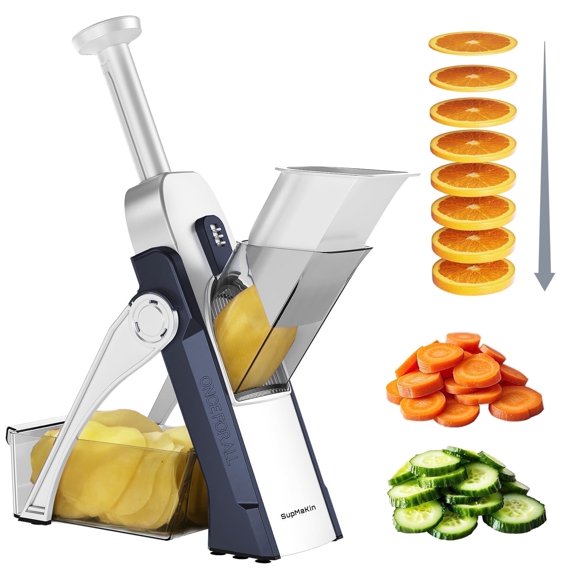 SupMaKin Safe Slice Mandoline, 36+ slicing options, Adjustable Thickness Settings 0.1-8mm