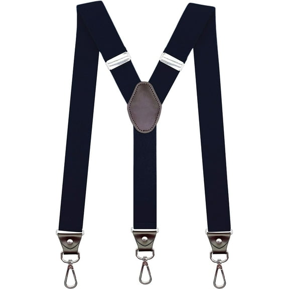 SupSuspen Y-Back Suspenders 1.4'' Heavy Duty Braces&3 Swivel Hooks on Belt Loops