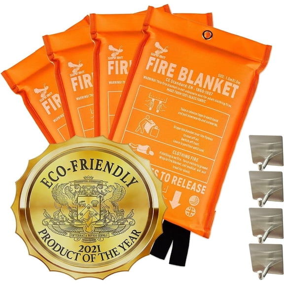 Supa Ant Emergency Fire Blanket for Home and Kitchen, High Visibility, Ce Certified, 40", 4 Pack