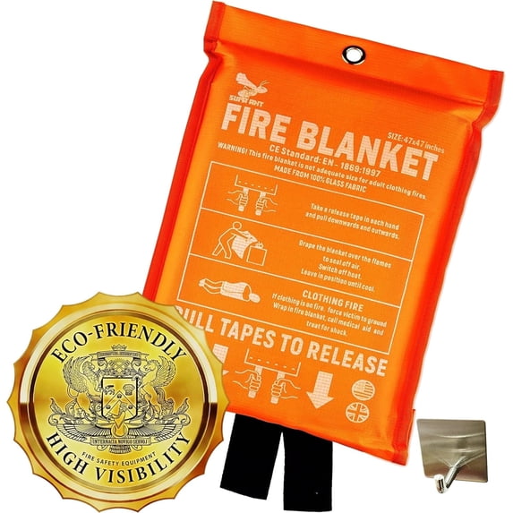 Supa Ant Emergency Fire Blanket for Home and Kitchen, High Visibility, Ce Certified, 47", 1 Pack