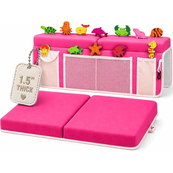 Baby Bath Kneeler and Elbow Rest Pad Set, Built-In 5 Pockets Organizer, Pink by Supa Ant