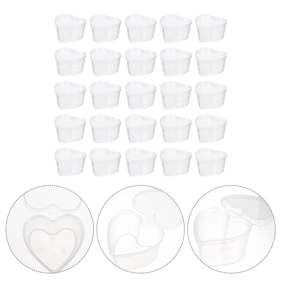 Supbessel 50 PCS 50ML PP Plastic Transparent Heart Shaped Spice Storage Containers with Leak Proof Lids High Quality Sealing Design Small Size Clear Storage
