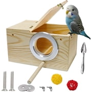 Supbessel Bird Nest, Parakeet Nest Box, Bird Breeding Box with Perch, Wood Budgie Nest Box for Bird, Parrot, Lovebirds, Parrotlet, Finch, Sparrow 7.8  x 4.7  x 4.7