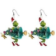 Supbessel Grinch Christmas Decorations 1 Pair Cute Cartoon Grin-ch Earrings Gift For Women Girl Birthday/Valentine's Day/Anniversary