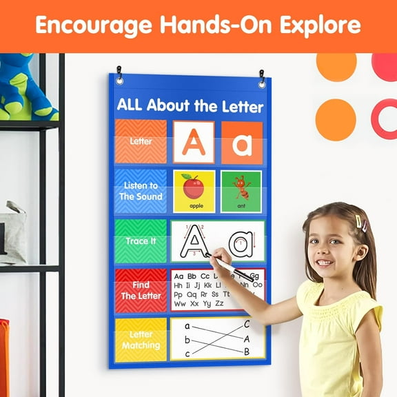 Supbessel Letter of The Day/Week Pocket Chart, All About Letter Pocket Chart (New)-Contains 182 cards