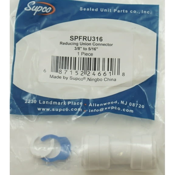 Supco 3/8" to 5/16" Reducing Straight Union Connector, Hot or Cold, SPFRU316