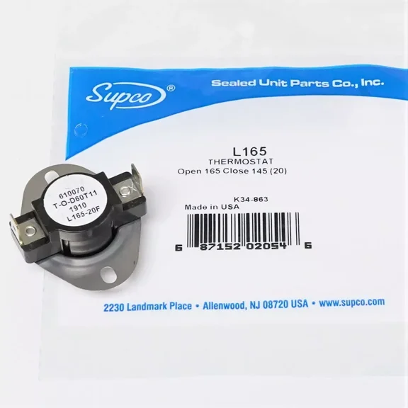 Supco L165-20 Heater Limit Thermostat Thermodisc Open On Rise