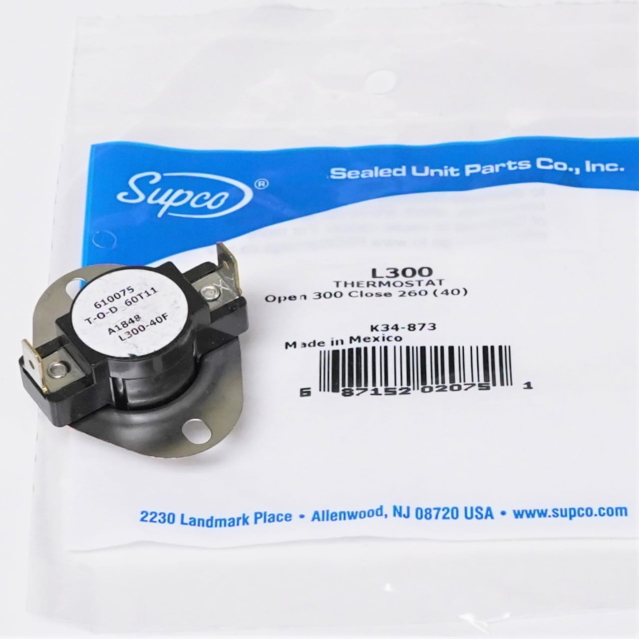 Supco L300 Supco L30040 Heater Limit Thermostat Thermodisc Open On