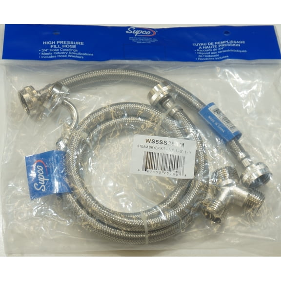 Supco Stainless Steel Steam Dryer Installation Kit, 1-1', 1-5', 1-Y, WS5SS2STM
