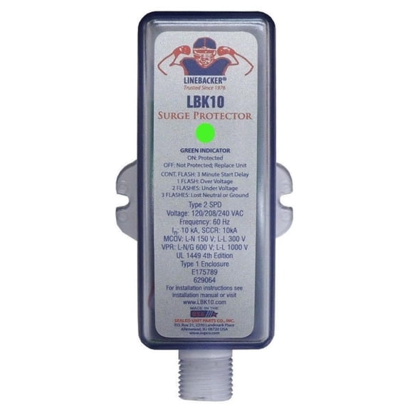 Surge Protection Device, 1 Phase, 120/240V, 2 Poles, 2 Wires LBK10