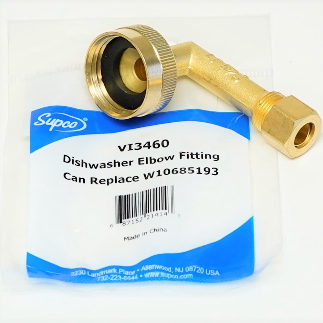 Supco VI3460 Dishwasher Elbow Connector Fitting VI3460 for Whirlpool