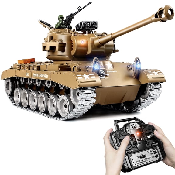 Supdex 1:18 Scale RC Tracked Vehicle Model with Lights, Sounds & Smoke Effects Rechargeable Remote Control Toy for Kids Ages 6+