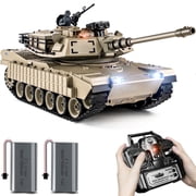 Supdex 118 M1A2 Remote Control Military Tank Toy, Rechargeable, Lights, Sounds & Smoke