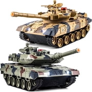 Supdex 1/24 RC Battle Tank Set Remote Control Russian T90 VS German Leopard II Tank Toy that Shoots