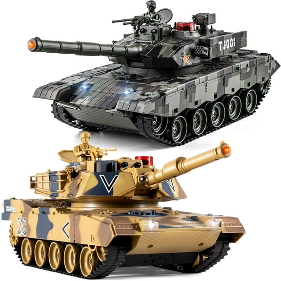 Supdex 1/24 RC Battle Tank Set Remote Control US M1A2 Abrams and Chinese Type 99 Tank Toys for Kids