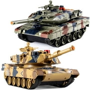 Supdex 1/24 RC Battle Tank Set Remote Control US M1A2& Ger Leopard II Army Toy that Shoots for Kids