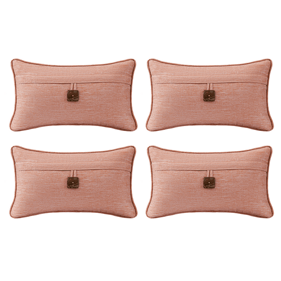 Supdurplus Outdoor Decorative Pillows With Coconut Button Pack of 4, 20" x 12" Outdoor Pillow Set for Couch Bed Throw Patio Sofa, Light Lotus Red