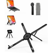 Adjustable Laptop Stand, 3-in-1 Magnetic Foldable Stand for Laptop, Tablet & Phone, Portable Aluminum Laptop Riser with Multi-Angle Support for Desk, Home & Travel, Black