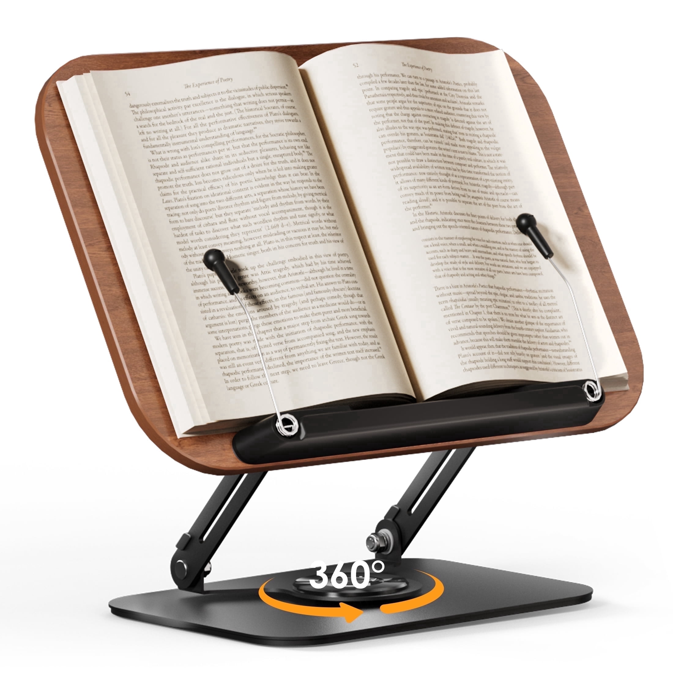 SupeDesk Adjustable Wooden Book Stand for Reading, 360° Rotating ...