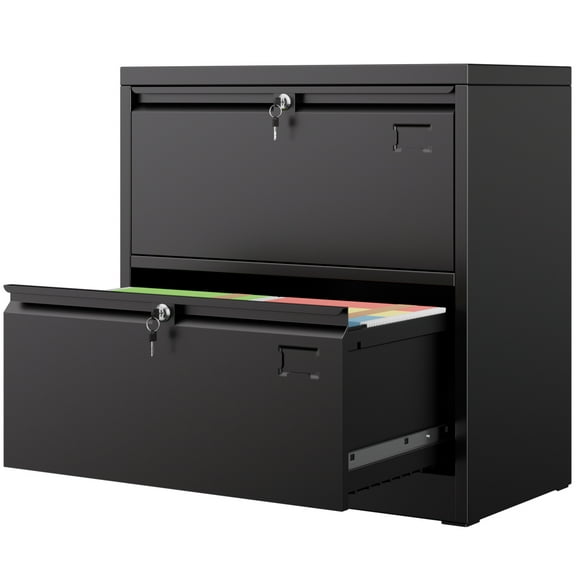 Supeer 2 Drawers Metal Lateral File Cabinets with Individual Locks, Lockable Filing Storage Cabinet for Office, Home, School, Organization Cabinet with Files Bar for Letter/Legal, Assembly required