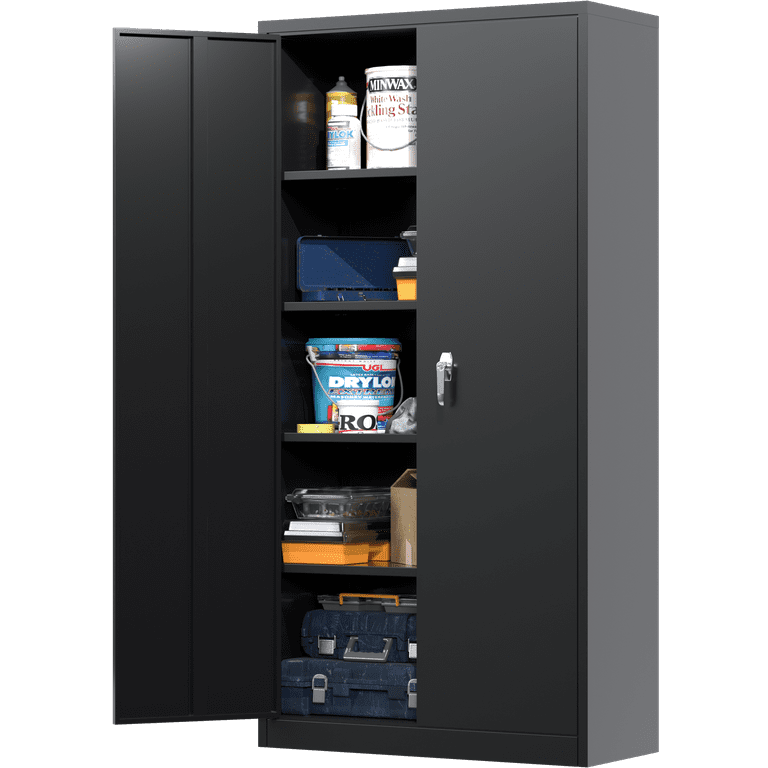 Supeer Black Metal Storage Cabinet 72