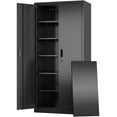 thumbnail image 1 of Supeer Locking Storage Cabinet with 5 Adjustable Shelves, Steel, Black, 71" H, Assemble Required, 1 of 8
