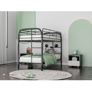 Supeer Metal Bunk Bed, Bunk Bed Frame with Safety Guard Rails, Heavy Duty Space-Saving Design, Steel Bed for Kids/Teens/Adults,School,Bedroom, Assembly Required (Twin Over Twin )(Black)
