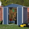 thumbnail image 1 of Supeer Metal Outdoor Storage Shed 6.4FT x 4FT, Steel Utility Tool Shed Storage House with Lockable Door, Metal Sheds Outdoor Storage for Backyard, Garden, Patio (Blue), 1 of 10