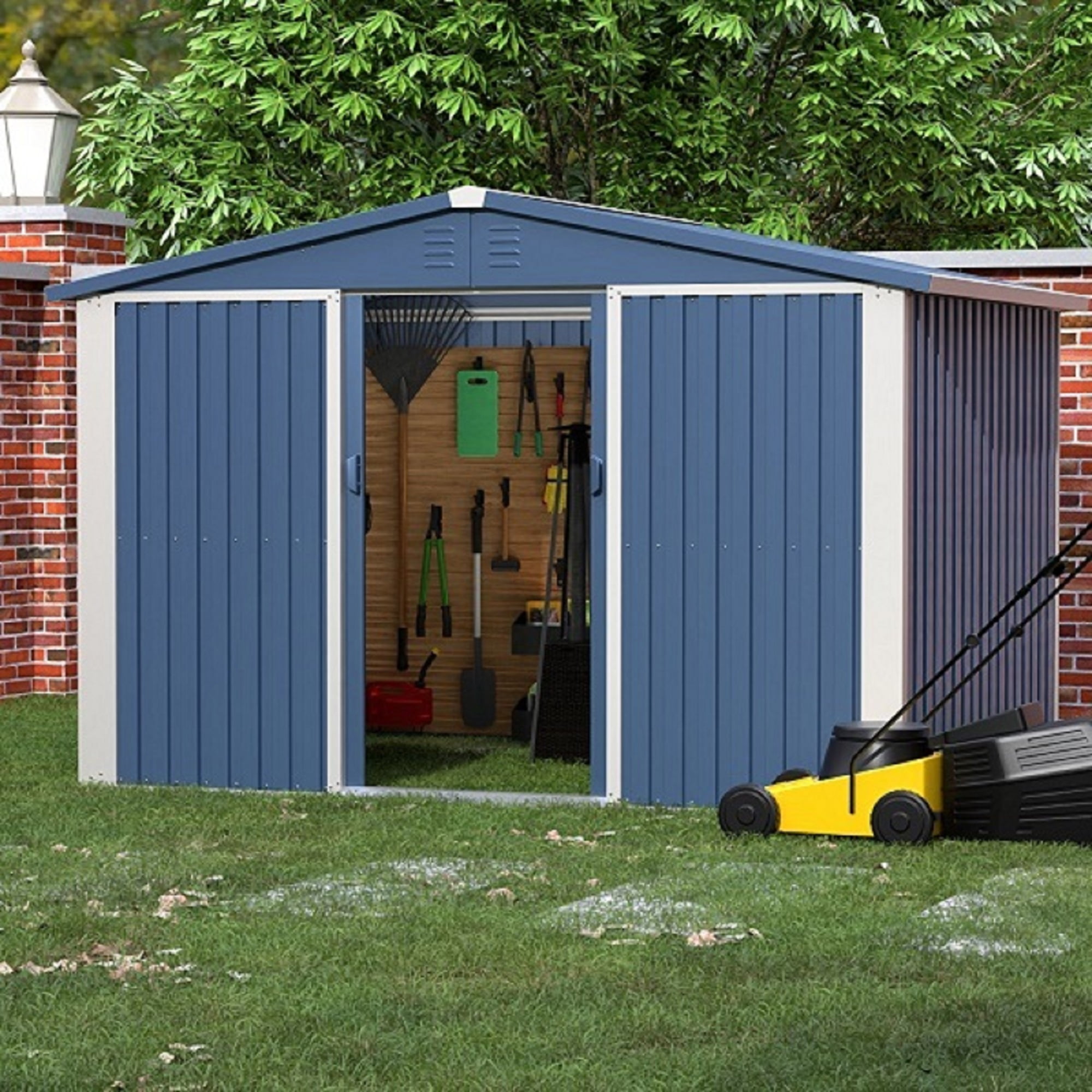 Supeer Metal Outdoor Storage Shed 8.5FT x 6.5FT, Steel Utility Tool