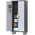 thumbnail image 1 of Supeer Metal Rolling Storage Cabinet with Multi Use Pegboard, Large Steel Utility Toolchest with Adjustable Shelves & Locking Doors - Garage Cabinets for Tool Storage,Assemble Required (Handle), 1 of 7