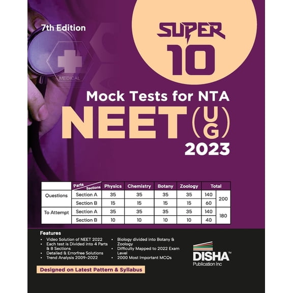 Super 10 Mock Tests for New Pattern NTA NEET (UG) 2023 - 7th Edition Physics, Chemistry, Biology - PCB Optional Question, (Paperback)