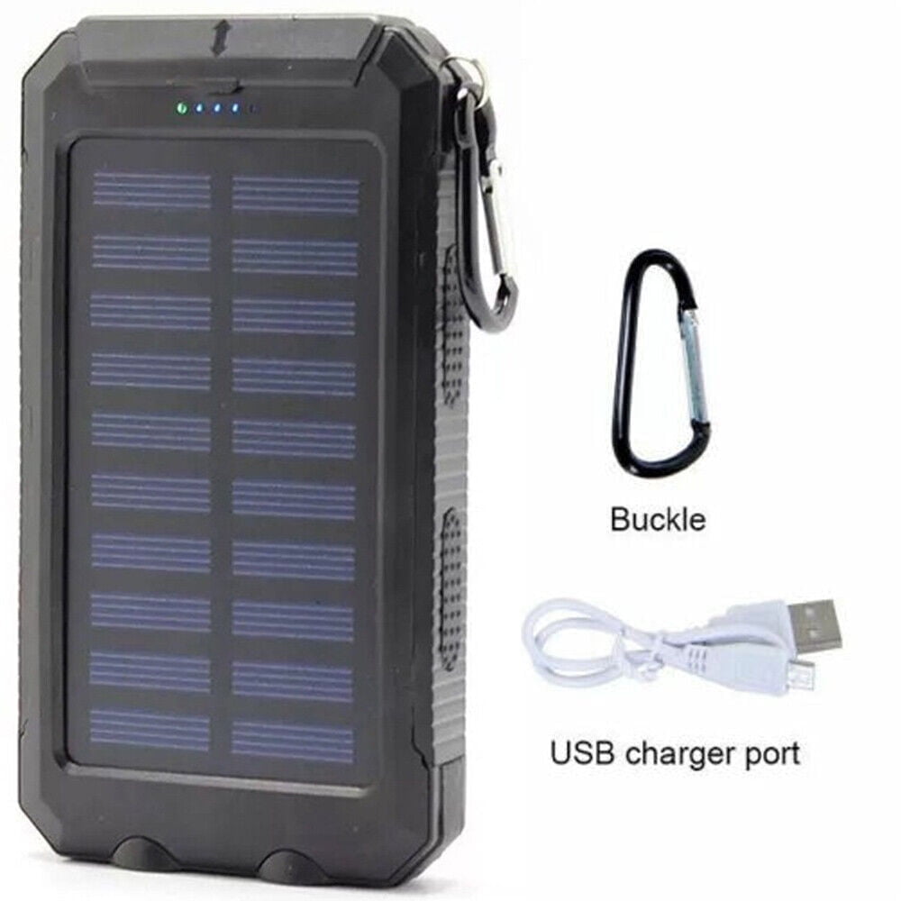 Super 10000000mAh USB Portable Charger Solar Power Bank for Cell Phone, Black.