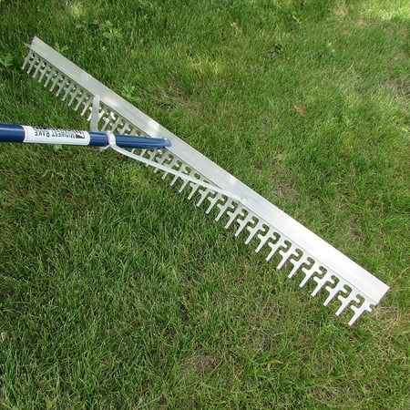 Super 4-ft Wide Heavy Duty Rake with Extendable 11-ft Long Handle for Seaweed Beach Screening Landscaping Raking and More